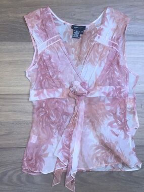 BCBG Max Azria 100% Silk Sheer Sleeveless Top Size XS